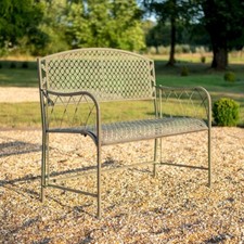Shabby Chic Garden Bench Sage Brown Metal Bench Garden Chair Patio Outdoor Chair