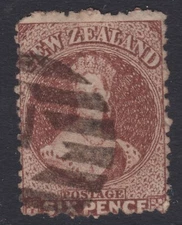 c.1860's NZ New Zealand QV 6d Brown Star WMK              REF: NZQC06