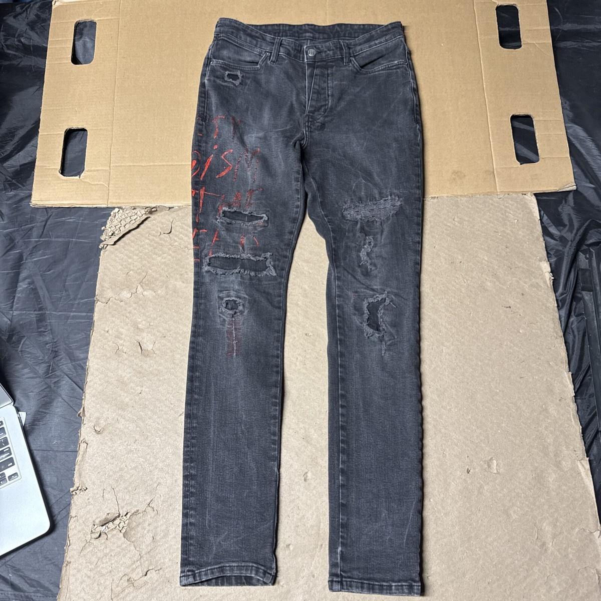 Ksubi Jeans Mens 32x32 Black Denim Skinny Fit Distressed Ksubi Jeans Mens 32x32 Black Denim Skinny Fit Distressed