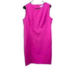 Calvin Klein Hot Pink Stretch Sunburst Seams Sleeveless Sheath Dress Size 12