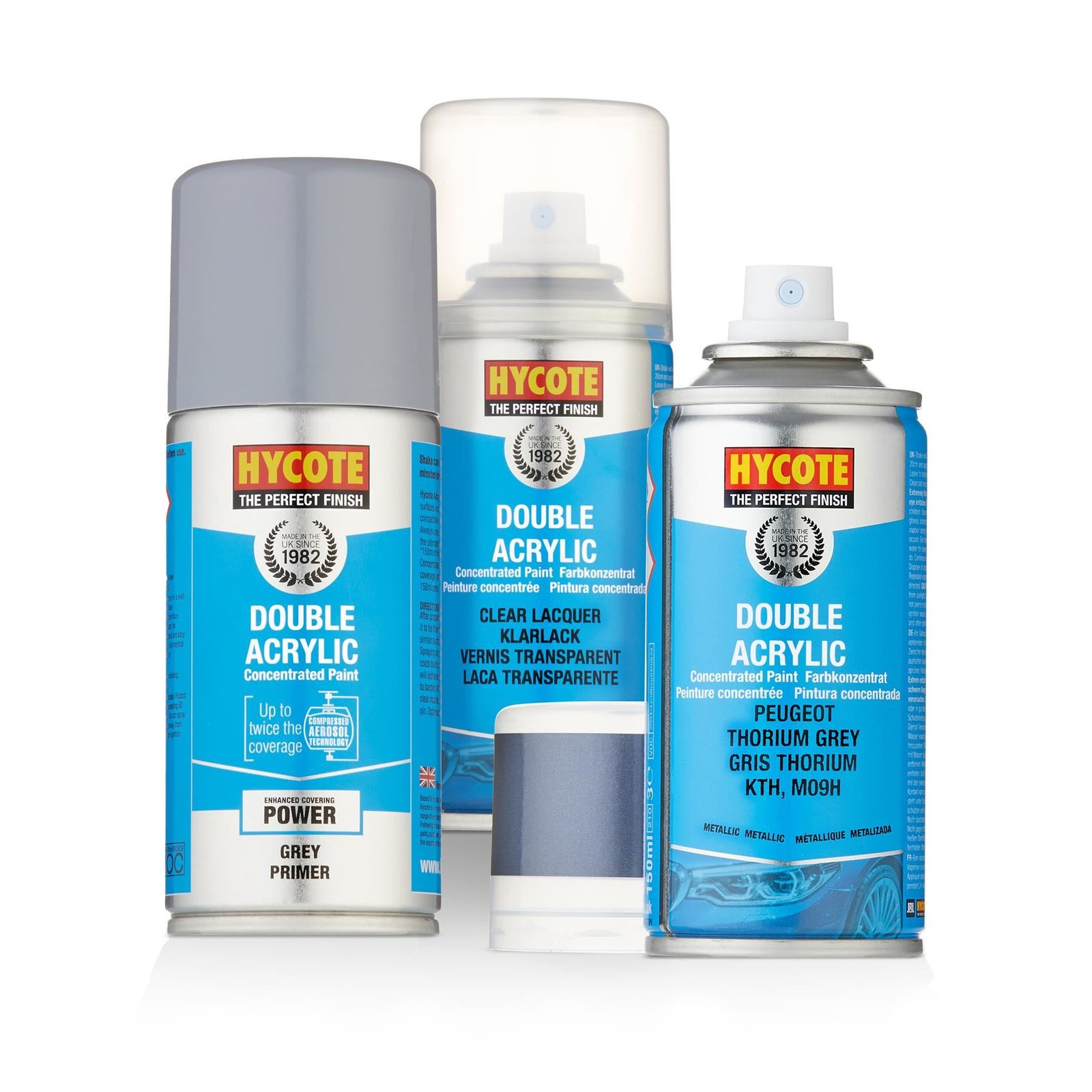 Hycote Spray Paint Peugeot Thorium Grey Paint 150ml + Grey Primer & Lacquer Kit