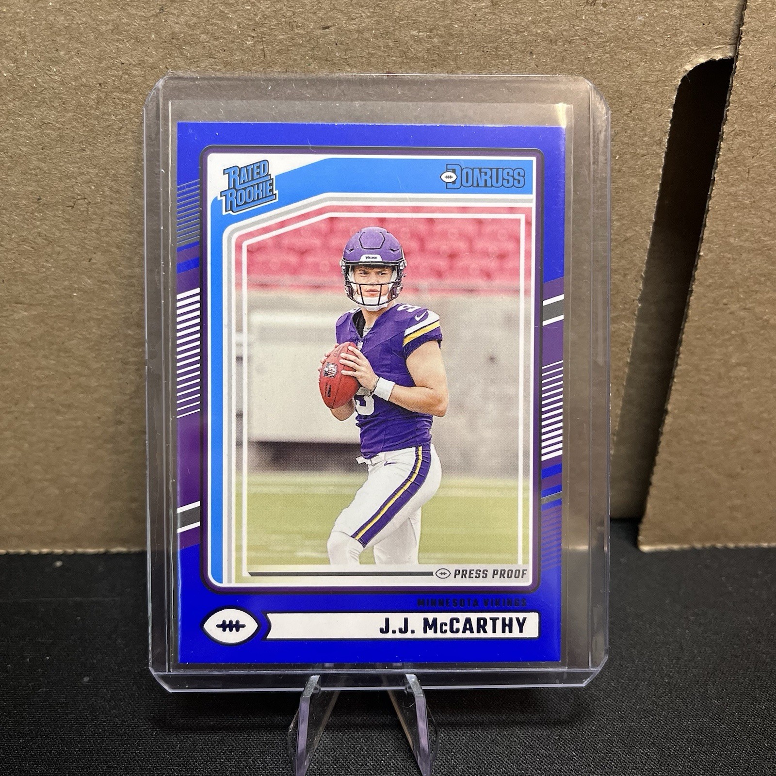2024 Panini Donruss - Rated Rookie J.J. McCarthy #303 Blue Press Proof (RC)