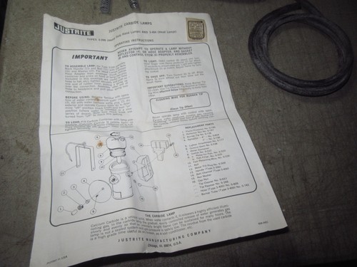 Vintage Justrite Carbide Lamp Model No. 3 404 Miners Mining unused w/box look - Picture 2 of 23