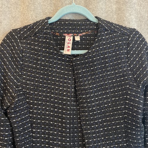Dolan Jacket Womens Small Black Blue Blazer Ruffle Open Anthropologie Preppy - Picture 4 of 16