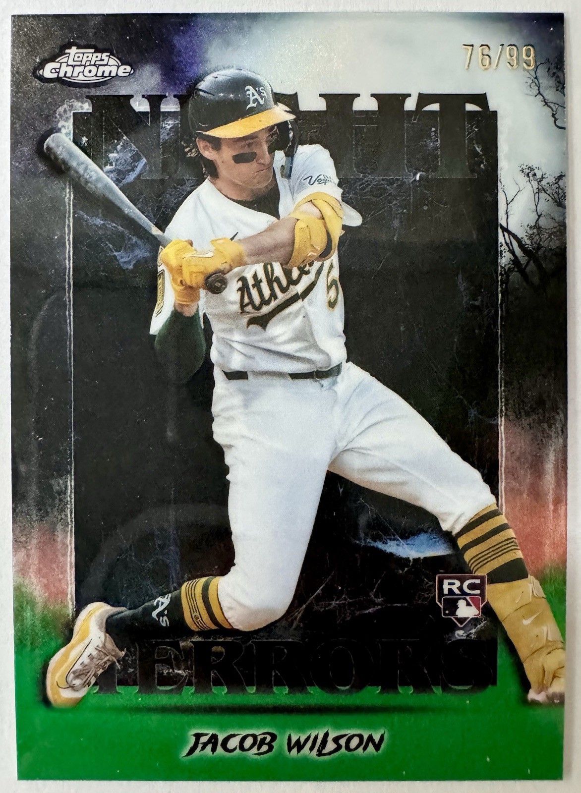 2025 Topps Chrome Update Jacob Wilson #NT-11 Night Terrors Green Refractor /99