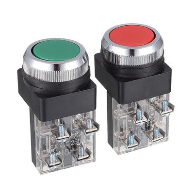 2 Pcs AC 250V 6A Emergency Stop DPST Push Button Switches 1NO 1NC