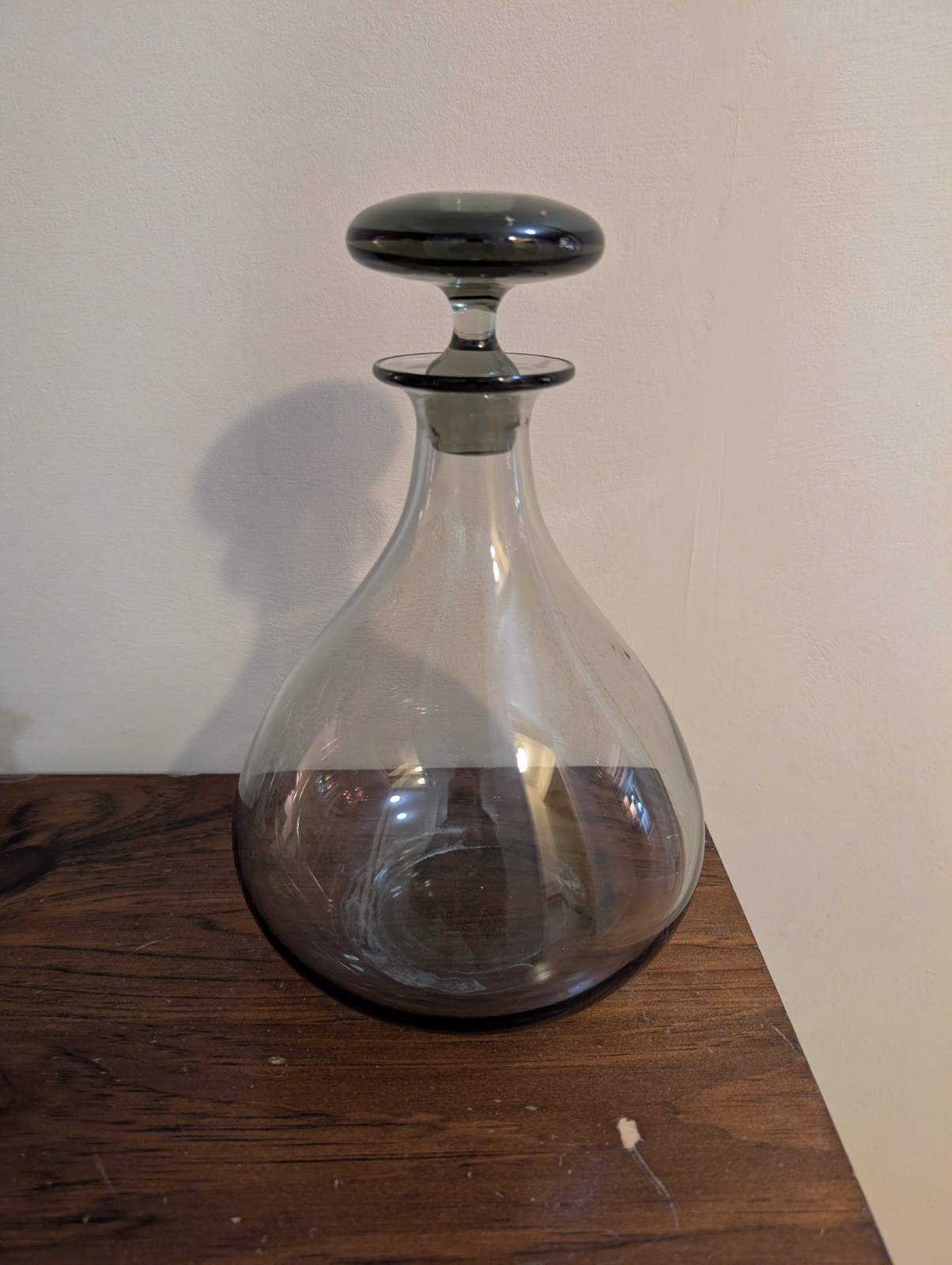 Mid Century Smokey Holmegaard Art Glass Decanter Designed by Per Lutken