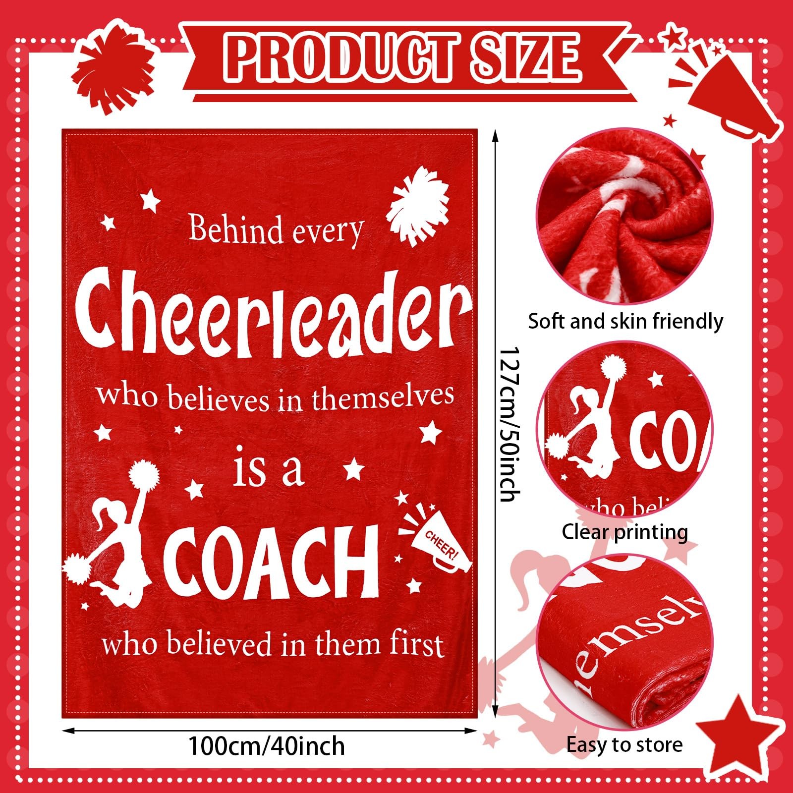 Cheer Coach Gift for Women 40'' x 50'' Cheerleader Blanket Cheerleading Appre... thumbnail 2