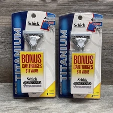 Lot of 2 Schick Quattro Titanium Razor Handle + 4 Cartridges (8 Total)