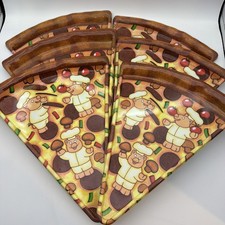 6 Deborah Mallow Pizza Slice Shaped Plastic Party Plate Vintage Super Fun!