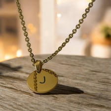18  20  Stainless Steel Necklace with Shiny 1/2  Initial J Pendant