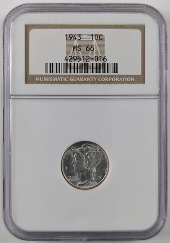 1943 Mercury Silver Dime 10c NGC MS66 429512-016