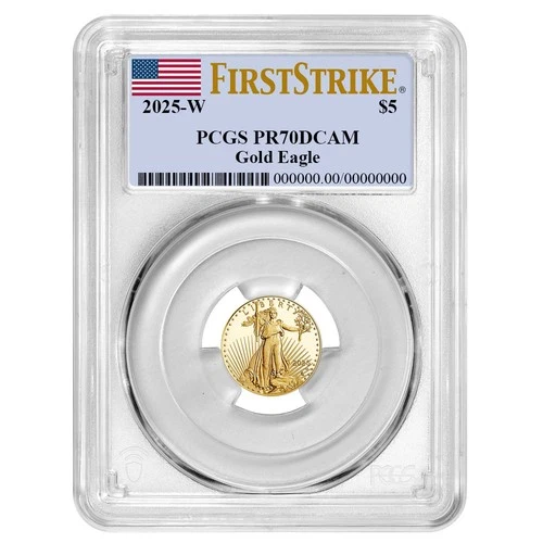 2025-W $5 1/10-oz Proof American Gold Eagle PCGS PR70DCAM FS Flag Label