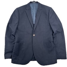 NEW H M Men s Linen Cotton Blazer 38 R Slim Fit Navy Blue Sport Coat Jacket