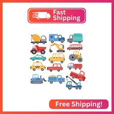 CharmFlo Cartoon Car Wall Stickers for Kids Room 48PCS Racecar Truck Vinyl Decal