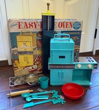 1960s Kenner Turquoise EASY BAKE Oven With Box CORN POPPER, Pans Etc WORKS