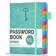 Password Keeper Book with Colorful Alphabetical Tabs, Small Internet Password