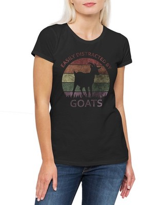 Easily Distracted By GOATs Damen T-Shirt Ziegen Ziege Schaf Hirte Hip Bauer