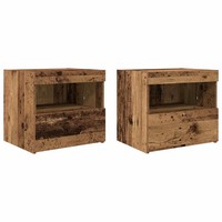 Nachttisch 2Er Set Altholz 50X40X45 Cm Massivholz Shabby Chic