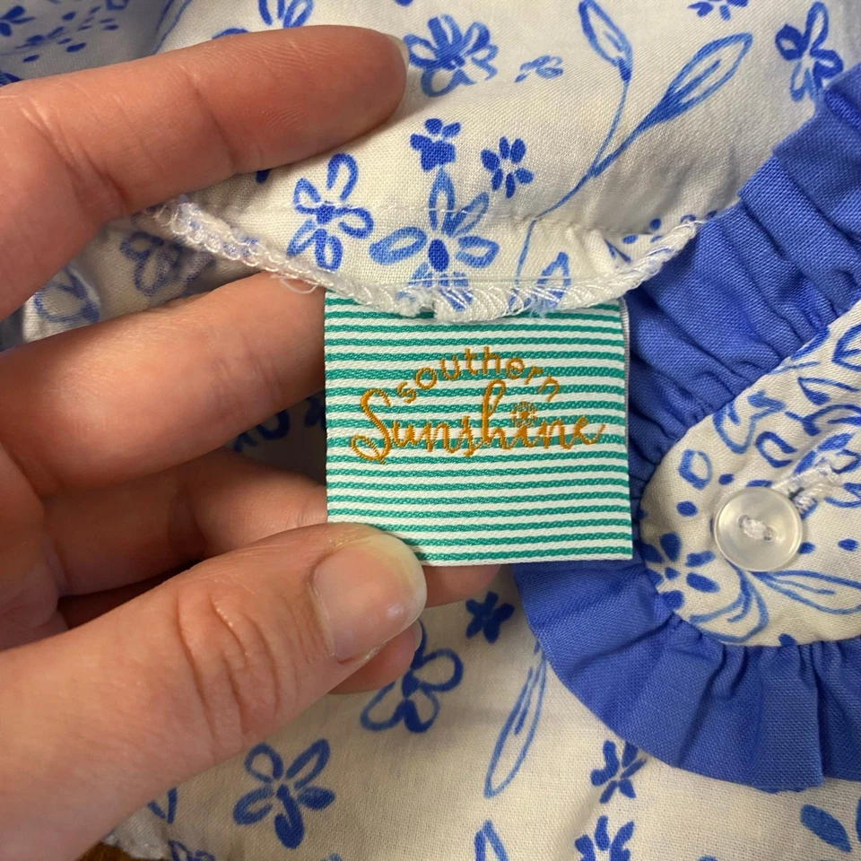 Southern Sunshine Toddler Girls Lulu White Blue Rabbit Print Dress Size 3T - Image 2 of 4