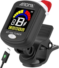Aroma Rechargeable Guitar Tuner Clip on for Guitar, Violin, Ukulele, Bass, Mando