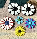 Lot of 6 pc Vintage Enamel Flower Brooch Pins Earrings Floral Costume Jewelry