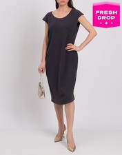 RRP€220 ELENA MIRO Sheath Dress Plus Size 17 S Grey Lined Scoop Neck