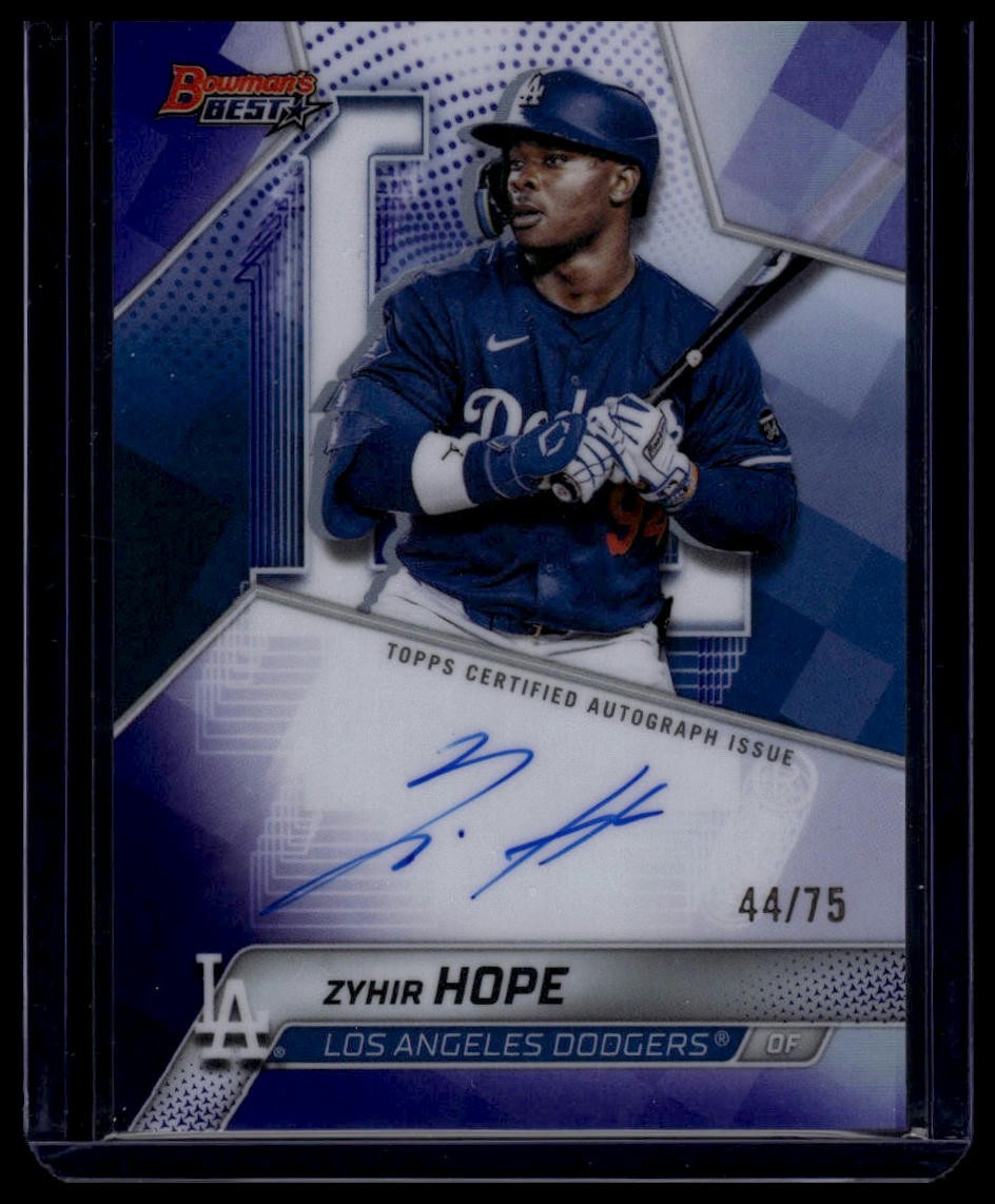 2025 Bowman's Best #B25-ZH Zyhir Hope Best of Autographs Purple Refractor #/75