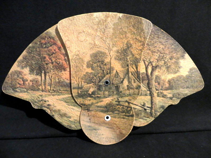 Vintage Tri-Fold Funeral Fan, Phila, Woolworth