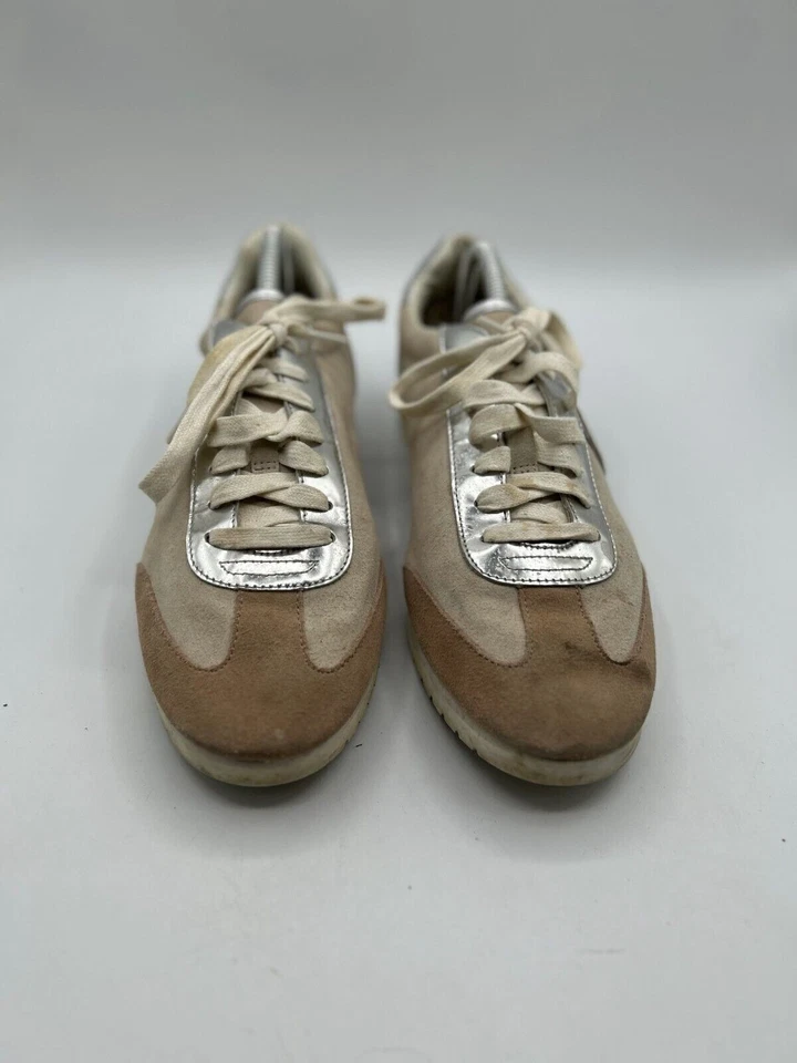Zapatillas deportivas Coach para mujer talla 11 beige plateado con cordones Foto 2 de 4