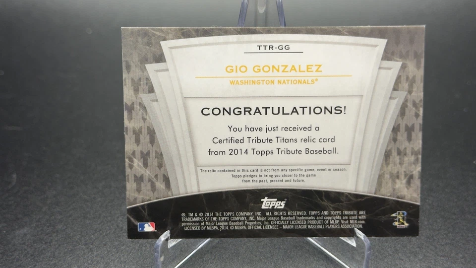 JERSEY GIO GONZALEZ 2014 TOPPS TRIBUTO TITANES RELIQUIA AZUL/50 *NACIONALES* Foto 2 de 3