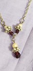 Vtg. Silver chain Necklace w, Red Garnet crystals & white pearls 18"l — photo 5