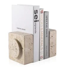 Marble Square Book Ends, Heavy Duty Book Holders, Bookends for Shelves, Offic...