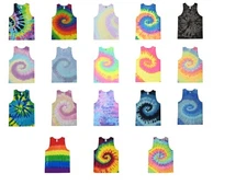 Multi-Color Tie Dye Tank Tops Sleeveless T-Shirts  Adult S to XXXL Cotton
