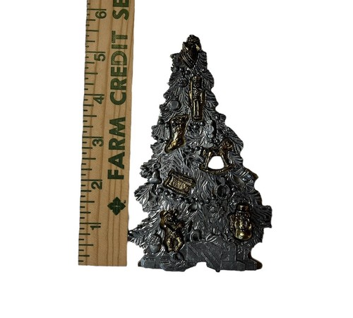 Vintage Metzke Pewter Christmas Tree Trinket Ornament Display Art 5.5" - Picture 5 of 5