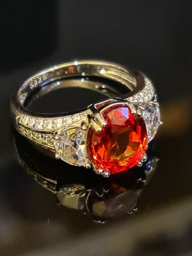Natural Sapphire Orange 4.19Ct fine Gemstone ring. size L - Picture 8 of 12