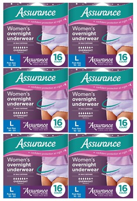 96 Ct Assurance Incontinence & Postpartum Women Overnight Underwear Max Size L