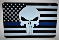 PUNISHER BLUE LINE AMERICAN FLAG, Trailer Hitch Cover, 3x5, UV, Made In USA