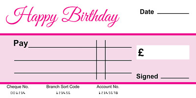 Extra Large BLANK Cheque Check Presentation Gift Birthday Present ...