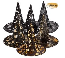 12 Pieces Witch Hat Halloween Costume Hat Witch Party Hat Cosplay Black