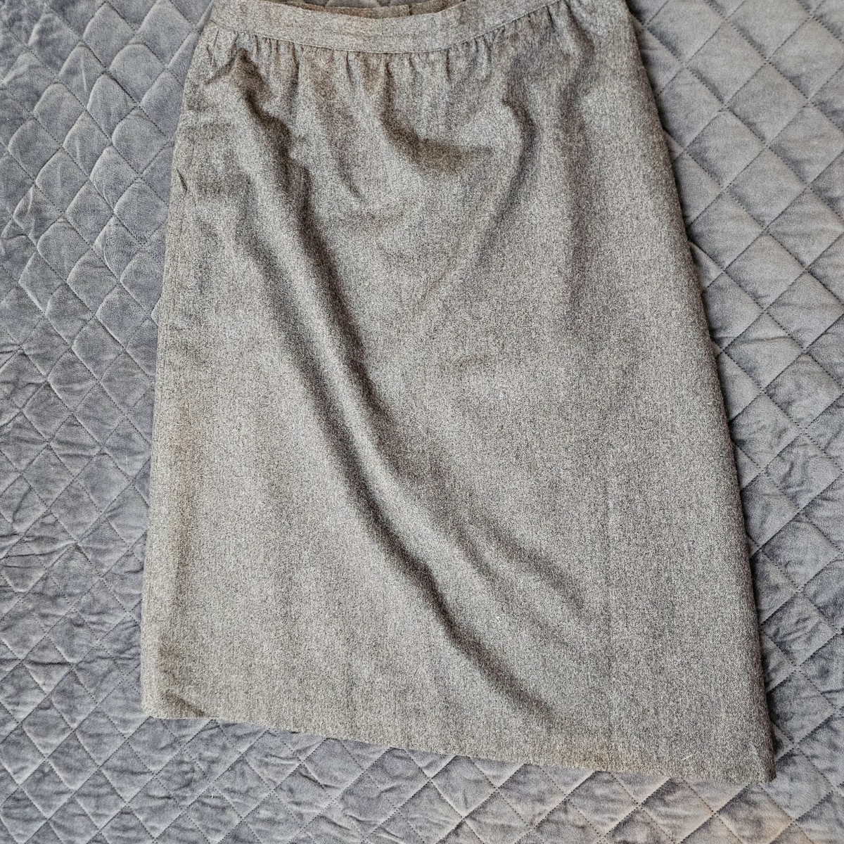 Pencil Skirt 12 Gray Wool Blend Straight Long Career Business Zipper Back