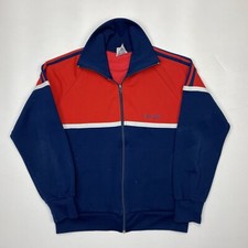 80s Vintage Addias Track Jacket Made in Korea Size Small 174 5'9" Blue Navy