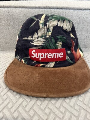 Supreme Camp Cap SS12 Floral 5 Panel Hat Navy Used Great Condition 