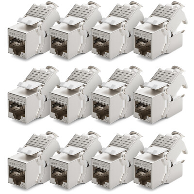 12x CAT 6a Keystone Jack Modul RJ45 STP Netzwerk Patchpanel LAN Kabel Adapter