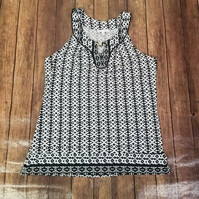 Notations Top Womens L Large Black Sleeveless Round Neck Embellishment