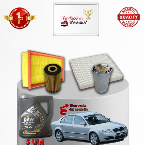 Wartungsset Filter Und ÖL Skoda Superb 1.9 Tdi 74KW 100PS Ab 2006-image