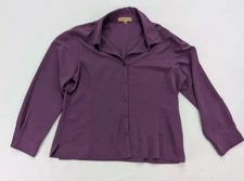 Notations Women's Blouse Size XL Purple Long Sleeve Button-Up