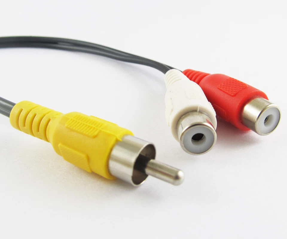 5pcs 28cm 1 RCA Male to 2 RCA Female Jack Y Splitter Audio Video Adapter Cable - Image 4 of 4