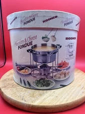 Roshco Chocolate & Cheese Fondue 12 pc Set  Stainless Steel NOS