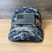 USA Hat Cap Strap Back Blue Gray Tactical Flag Bearer Army Military Mens